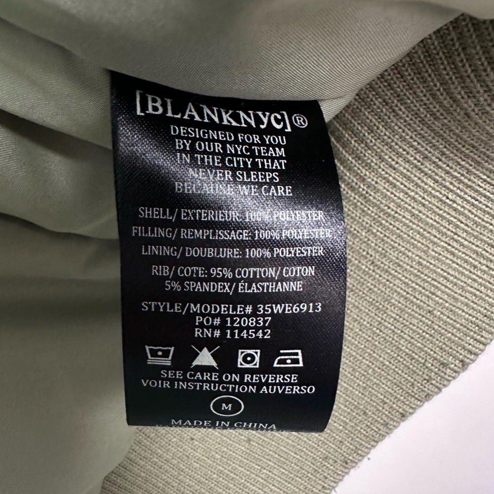BLANKNYC‎ Women’s Oversized Long Nylon Bomber Jacket Sage Green Size Medium - Picture 14 of 16